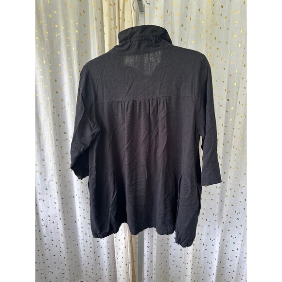 Terra SJ Apparel Linen Cotton Blend Ruffle Collar Button Down Swing Shirt M - Picture 4 of 8